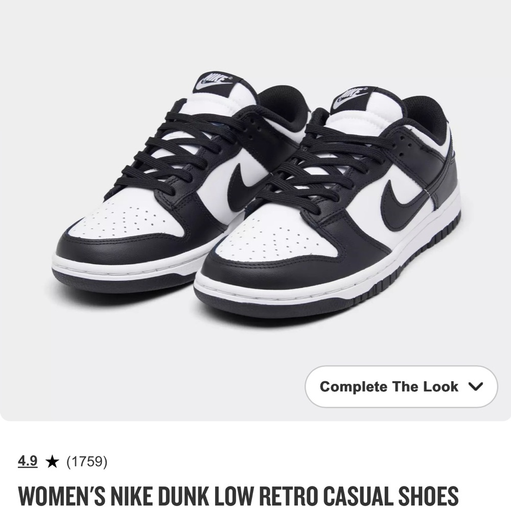 Nike Black and White Dunk Low Sneakers